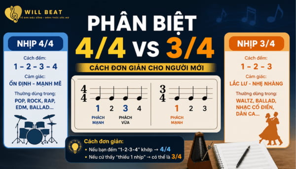 Phân Biệt Nhịp 4/4 Và 3/4 Trong Âm Nhạc